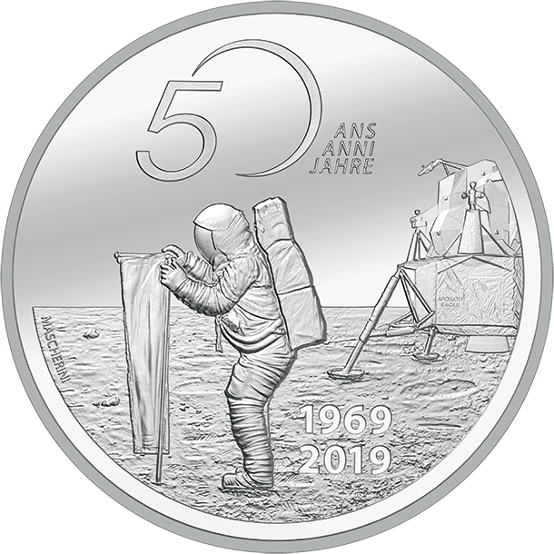 Svizzera 5 Franchi Svizzeri 2019 Sbarco sulla Luna Vela Solare